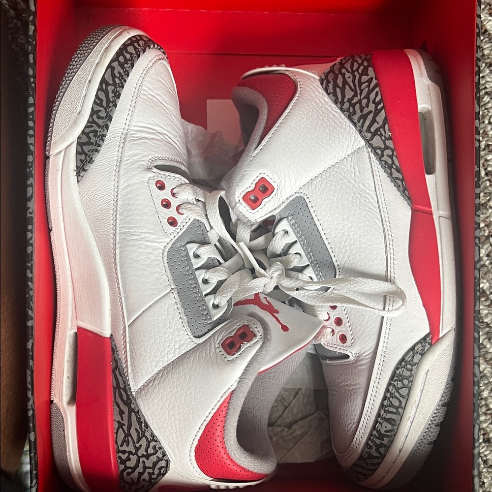 Men's White and Red Sneakers